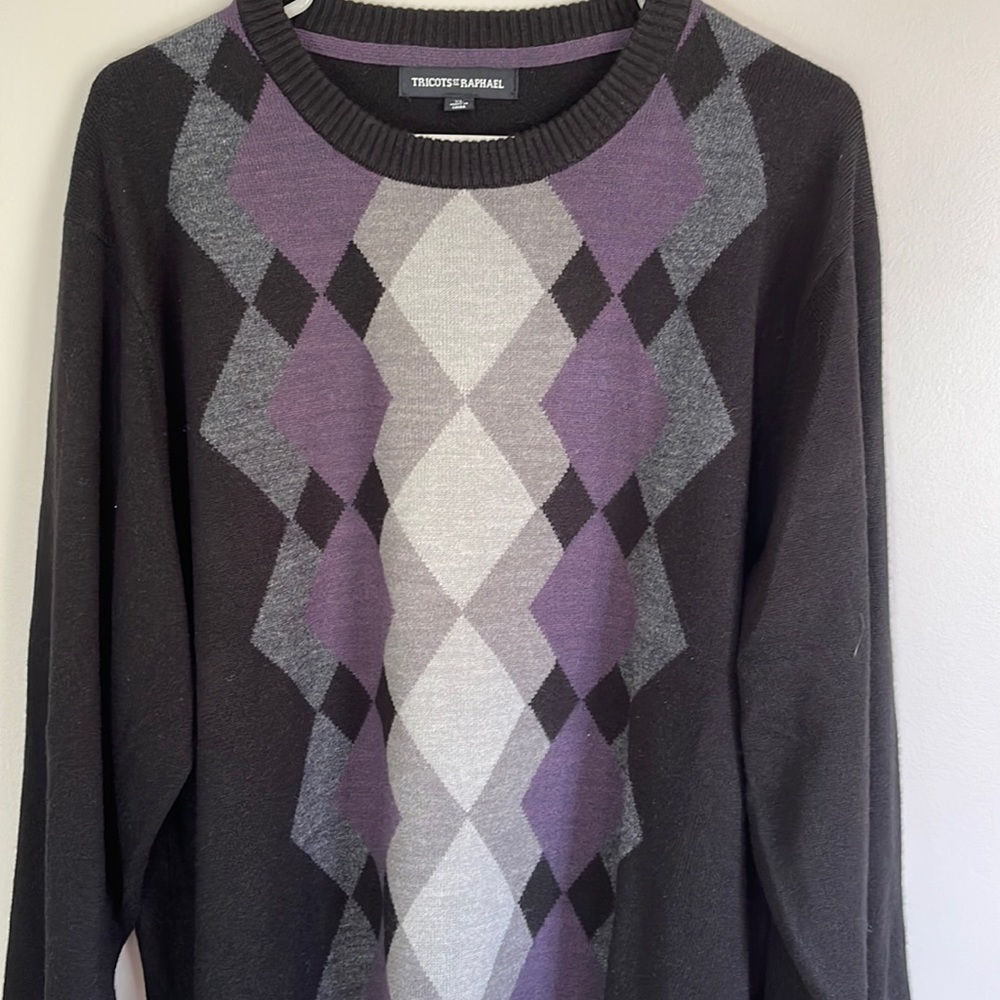 Tricots Men's Long Sleeve Preppy Crew Neck Pullover Sweater  XL